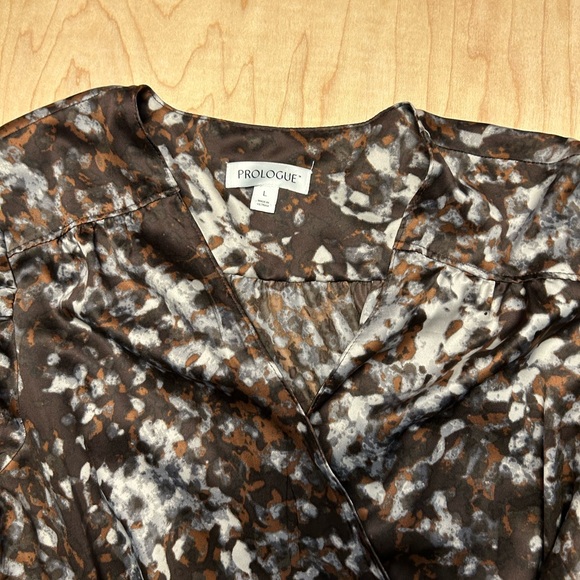 Prologue Brown Print Wrap Midi Dress - Picture 2 of 10